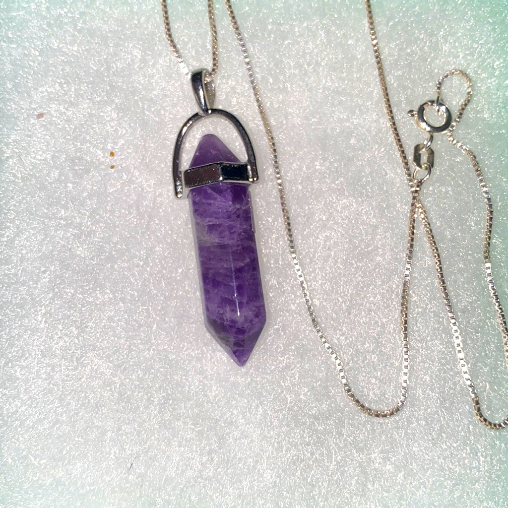 Boho Hippie Amethyst Sterling Silver Necklace 15$
